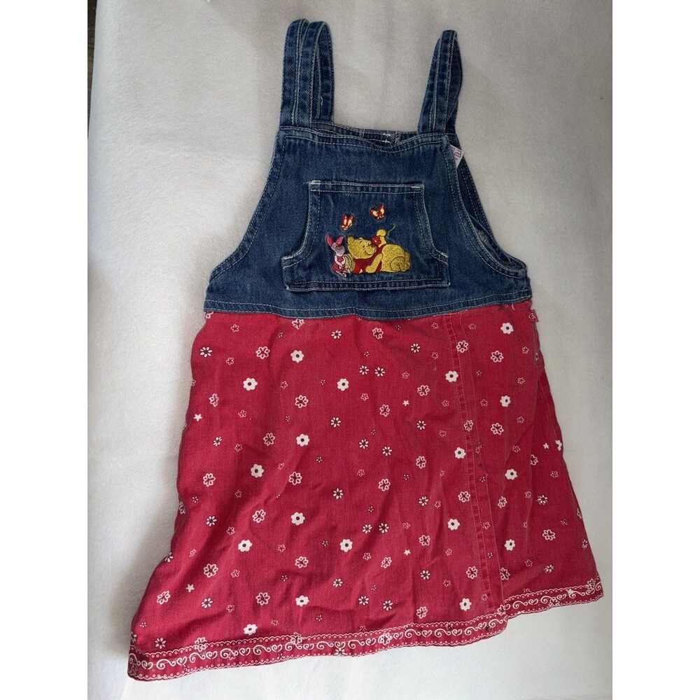 Vintage Winnie The Pooh Denim Dress Size 5 Bandana Print Kids Headquarters